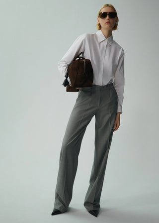 MAGDA BUTRYM Wide leg tailored wool pants in grey
