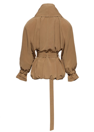 MAGDA BUTRYM - Draped Collar Viscose And Linen Jacket in Beige