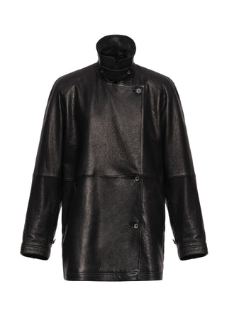 MAGDA BUTRYM - Oversized Grained Leather Jacket in Black
