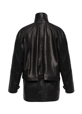 MAGDA BUTRYM - Oversized Grained Leather Jacket in Black