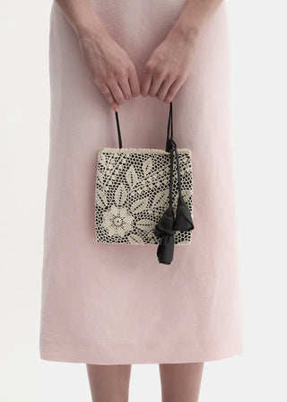 MAGDA BUTRYM - Julia Crochet Bag in Black Satin