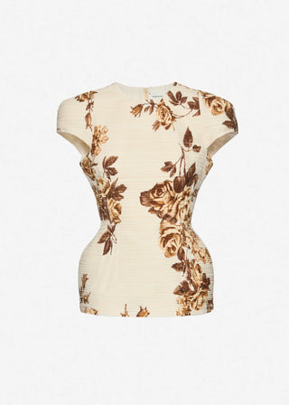MAGDA BUTRYM - Fitted Floral Print Top in Cream