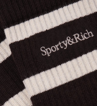SPORTY & RICH - Serif Logo Socks in Chocolate