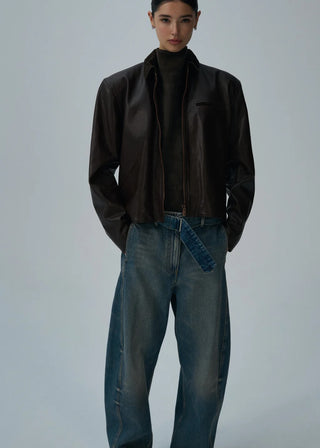 MAGDA BUTRY - Belted loose leg denim in vintage blue