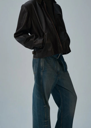 MAGDA BUTRY - Belted loose leg denim in vintage blue