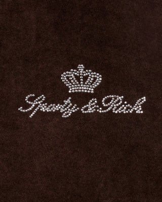 SPORTY & RICH - Juicy Script Velour Short in Chocolate