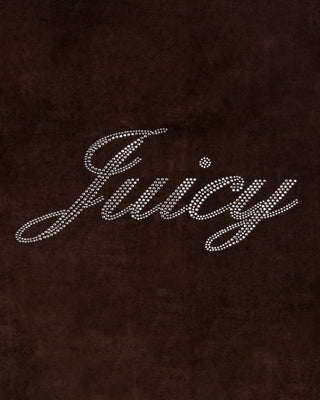 SPORTY & RICH - Juicy Script Velour Short in Chocolate
