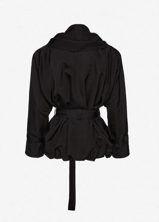 MAGDA BUTRYM - Draped Collar Cotton and Silk Jacket in Black