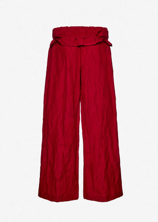 MAGDA BUTRYM - Low-Rise Ruffled Waist Trousers in Red