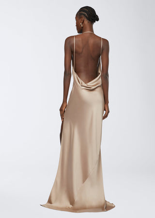 THE ANDAMANE Vera Maxi Slip Dress Greige