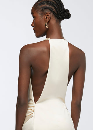 THE ANDAMANE VERUSHKA MINI  Cowl Neck Mini Dress Ivory