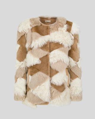 THE MANNEI - Shearling Jacket in Taupe/Brown/Ecru/Beige