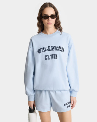 SPORTY & RICH - Wellness Club Flocked Crewneck in Blue