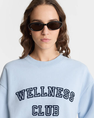 SPORTY & RICH - Wellness Club Flocked Crewneck in Blue