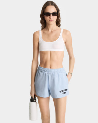 SPORTY & RICH - Wellness Club Flocked Disco Short in Blue
