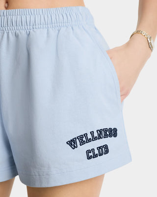 SPORTY & RICH - Wellness Club Flocked Disco Short in Blue