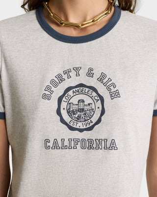 SPORTY & RICH - California Emblem Soft Ringer Tee in Gray