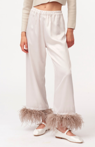 SLEEPER - PARTY  PAJAMAS  PANTS  WITH  DETACHABLE  FEATHERS / BEIGE