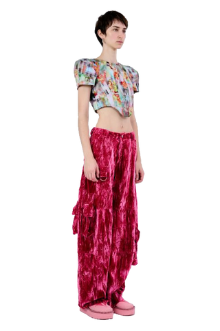 COLLINA STRADA CRUSHED VELVET LAWN CARGO PANT