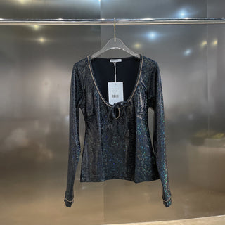 SAKS POTTS -BABETTE BLOUSE  / BLACK SHIMMER