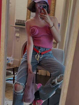 BLUMARINE KNITTED TOP BUBBLEGUM