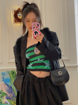 BONBOM FURRY SHAWL BLAZER