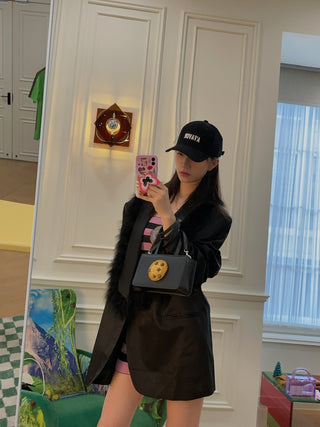 BONBOM FURRY SHAWL BLAZER