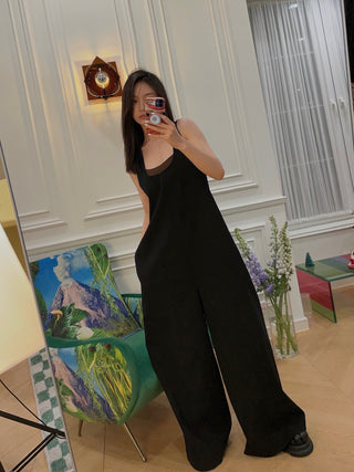 A.W.A.K.E. LOOSE FIT MAXI JUMPSUIT WITH FRONT AND BACK PLEATS