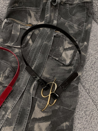 BLUMARINE B LOGO LEATHER BELT