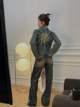 BLUMARINE BOYFRIEND JEANS WITH STUDS AND LOGO