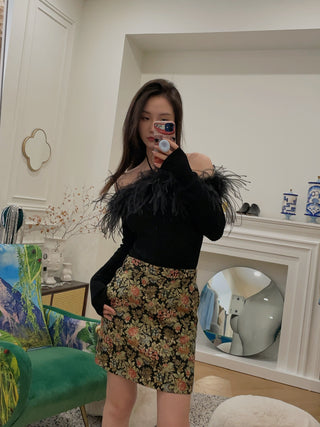 GIUSEPPE KNITTED TOP WITH FEATHER