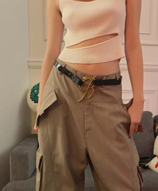 BLUMARINE B LOGO LEATHER BELT