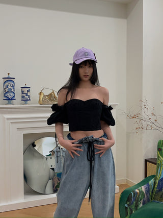 ROKH  BUSTIERE WITH PUFF SLEEVE