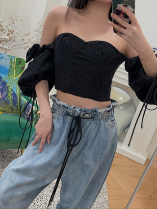 ROKH  BUSTIERE WITH PUFF SLEEVE