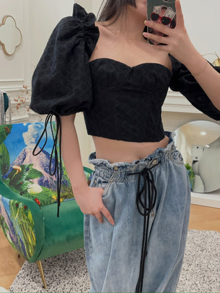 ROKH  BUSTIERE WITH PUFF SLEEVE
