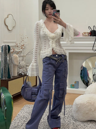 BLUMARINE CARGO JEANS  ULTRAVIOLET