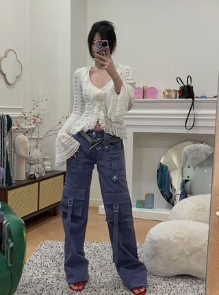 BLUMARINE CARGO JEANS  ULTRAVIOLET