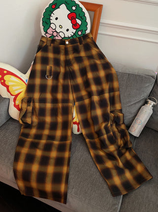 COLLINA STRADA BROWN CHECK LAWN CARGO PANT