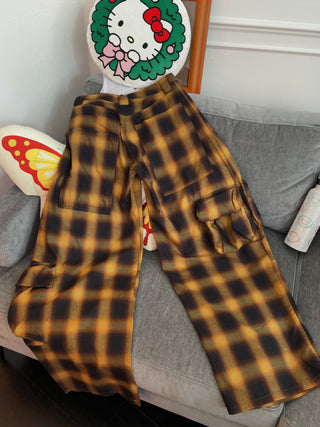 COLLINA STRADA BROWN CHECK LAWN CARGO PANT