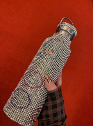 COLLINA STRADA RHINESTONE WATER BOTTLE RAINBOW SMILEY FACE