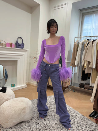 BLUMARINE CARGO JEANS  ULTRAVIOLET