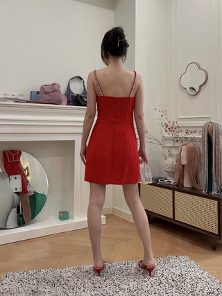 AREA NYC Crystal Stitched Bustier Dress