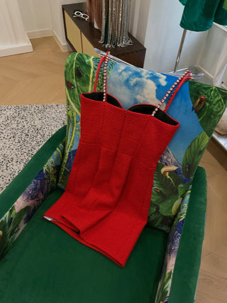 AREA NYC Crystal Stitched Bustier Dress