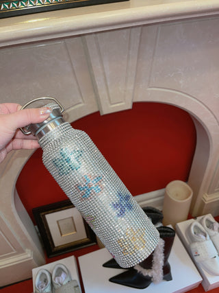 COLLINA STRADA - RHINESTONE WATER BOTTLE / RAINBOW FLOWER