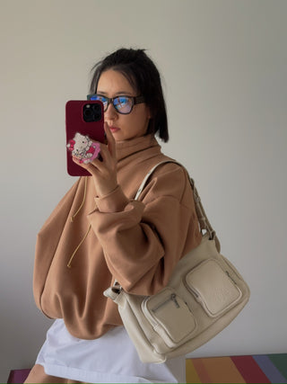HED MAYNER HI NECK CROPPED SWEATSHIRT