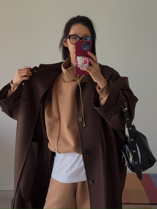 HED MAYNER - RAGLAN COAT / MEDIUM BROWN