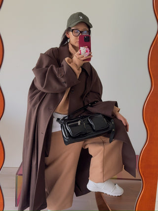HED MAYNER - RAGLAN COAT / MEDIUM BROWN