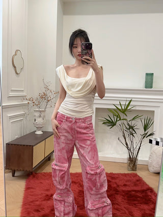 BLUMARINE Chiné Camouflage Print Cargo Pants