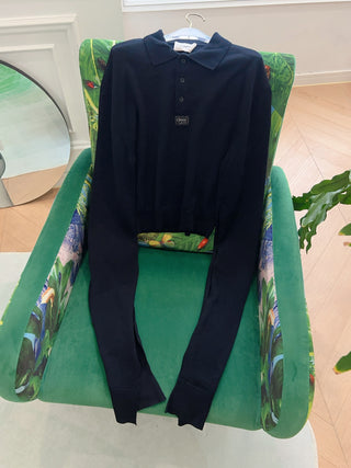 COPERNI - KNOTTED SLEEVED POLO TOP / BLUE
