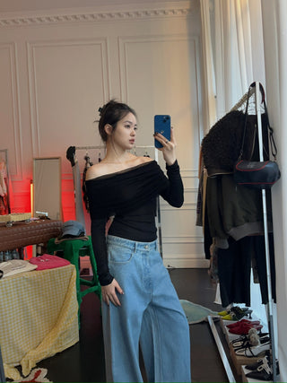CHRISTOPHER ESBER - SONORA VEILED L/S TOP / BLACK